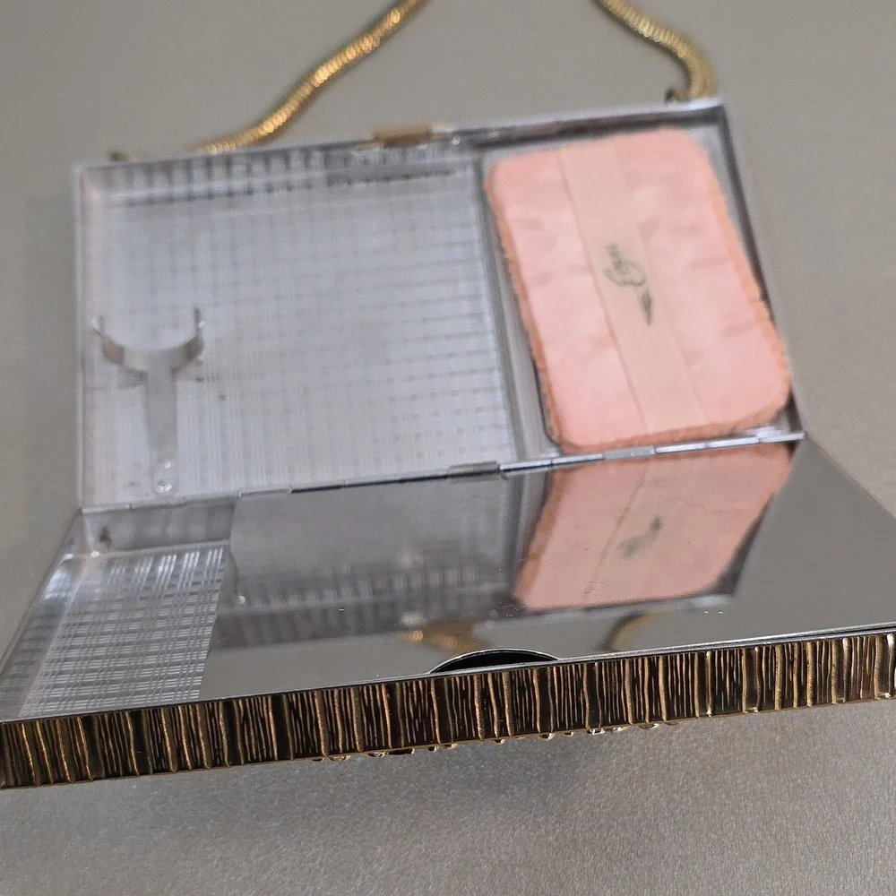 Vintage Evans Marquise Rhinestone Gold Art Deco Minaudiere Cigarette Case Compac - Picture 4 of 15